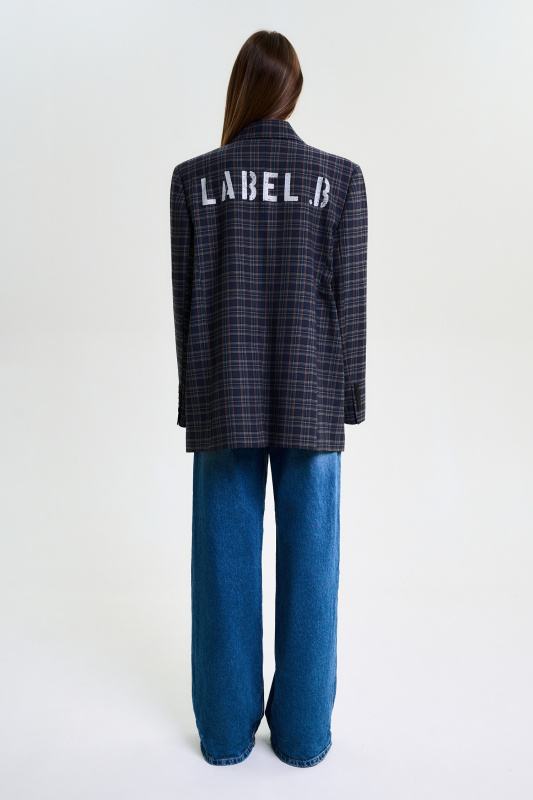 Пиджак объемный в клетку BLUE Пиджак объемный в клетку BLUE